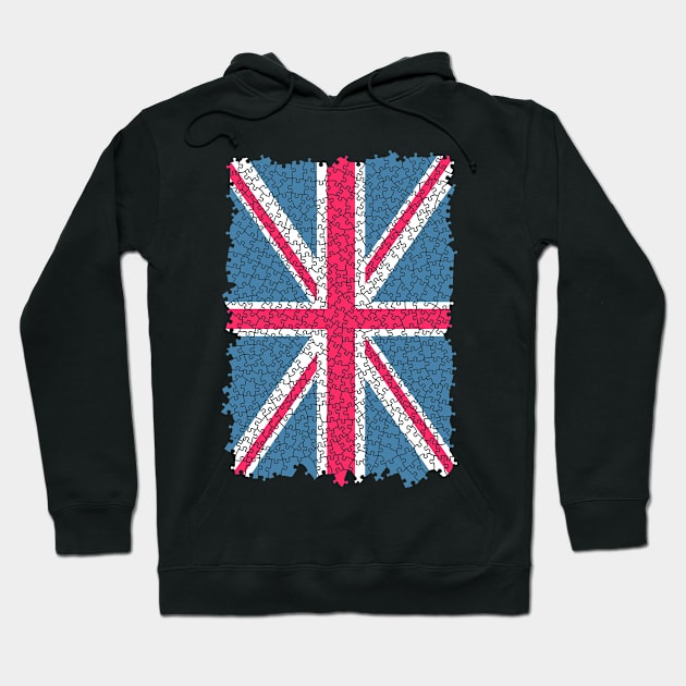 Union Jack Flag United Kingdom Great Britain Jigsaw Puzzle Hoodie by Grandeduc